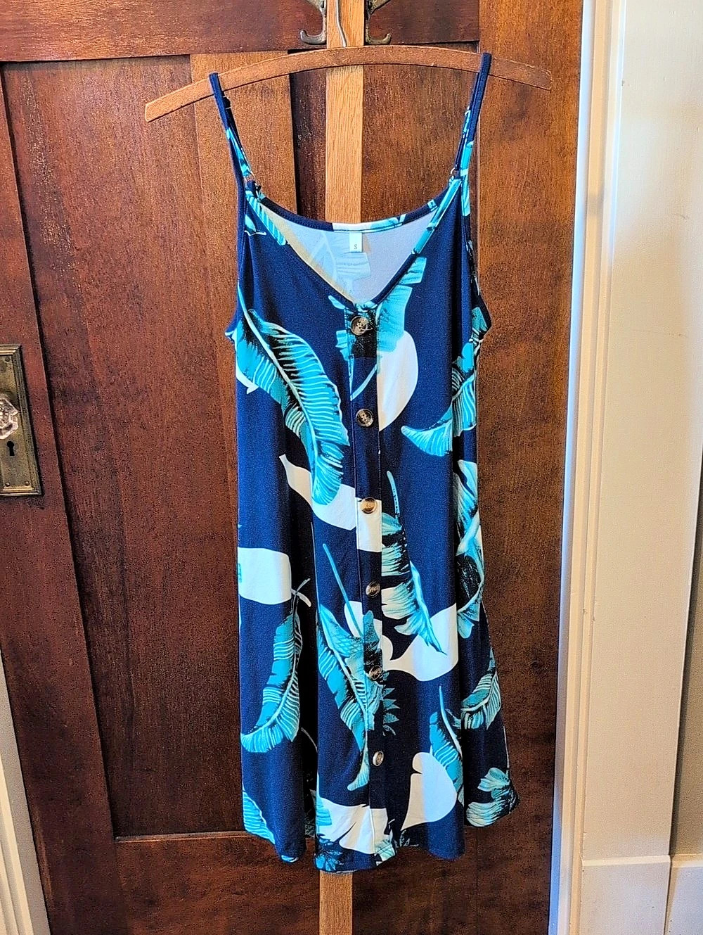 Floral Mini Dress in Blue & White Size Small
